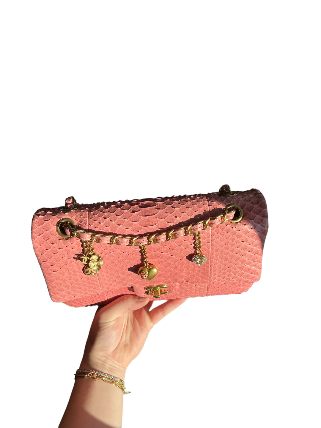 Chanel Pink Python Valentines Limited Edition Medium Flap Bag