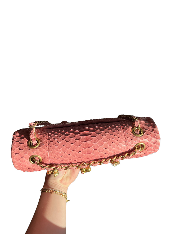 Chanel Pink Python Valentines Limited Edition Medium Flap Bag