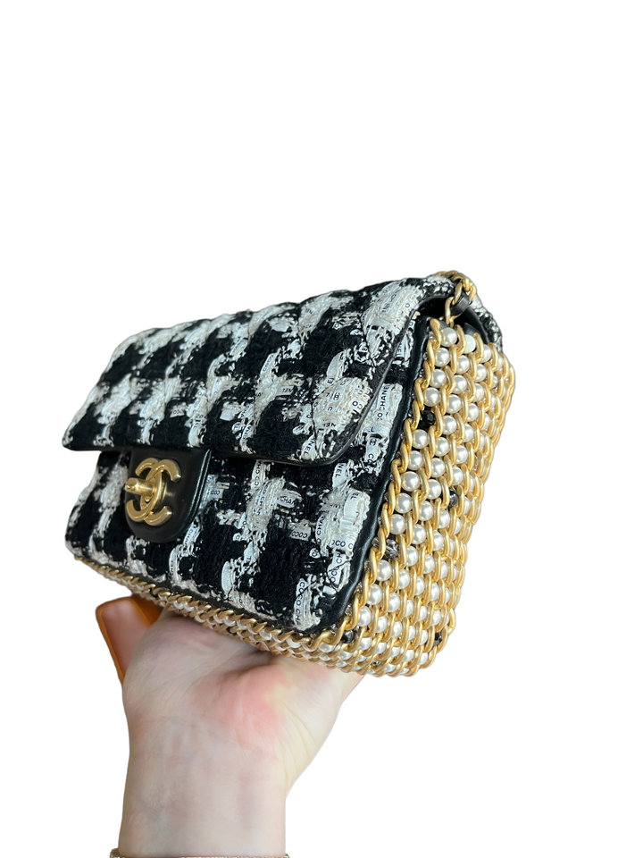Chanel Pearl Ecru/Tweed Mini Rectangular Flap Bag