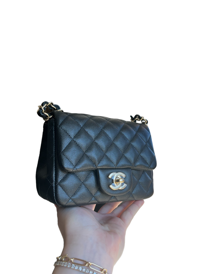Chanel Black Mini Square Caviar Flap Bag