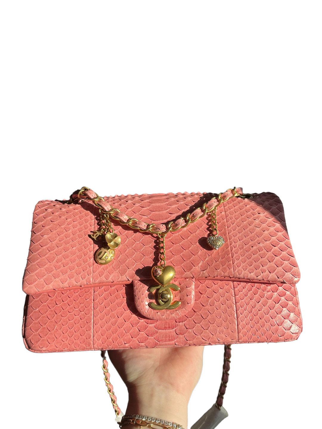 Chanel Pink Python Valentines Limited Edition Medium Flap Bag