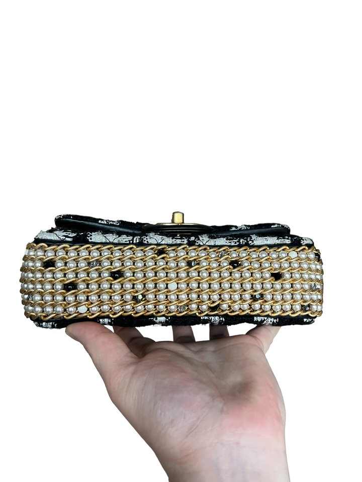 Chanel Pearl Ecru/Tweed Mini Rectangular Flap Bag