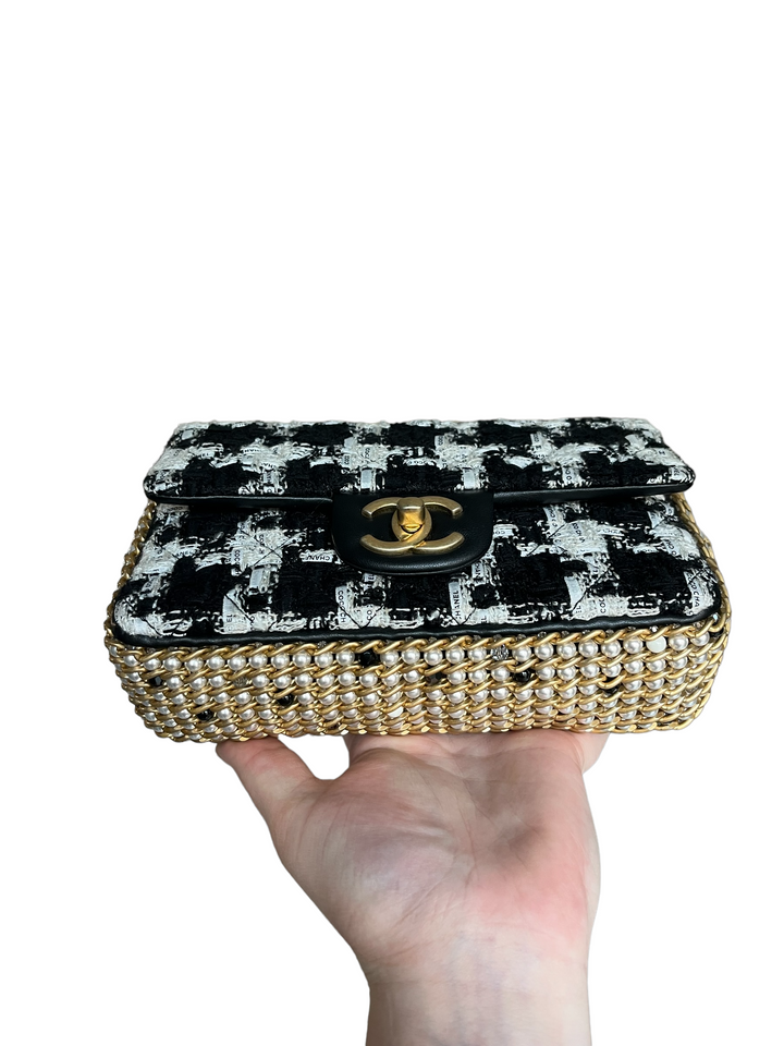Chanel Pearl Ecru/Tweed Mini Rectangular Flap Bag