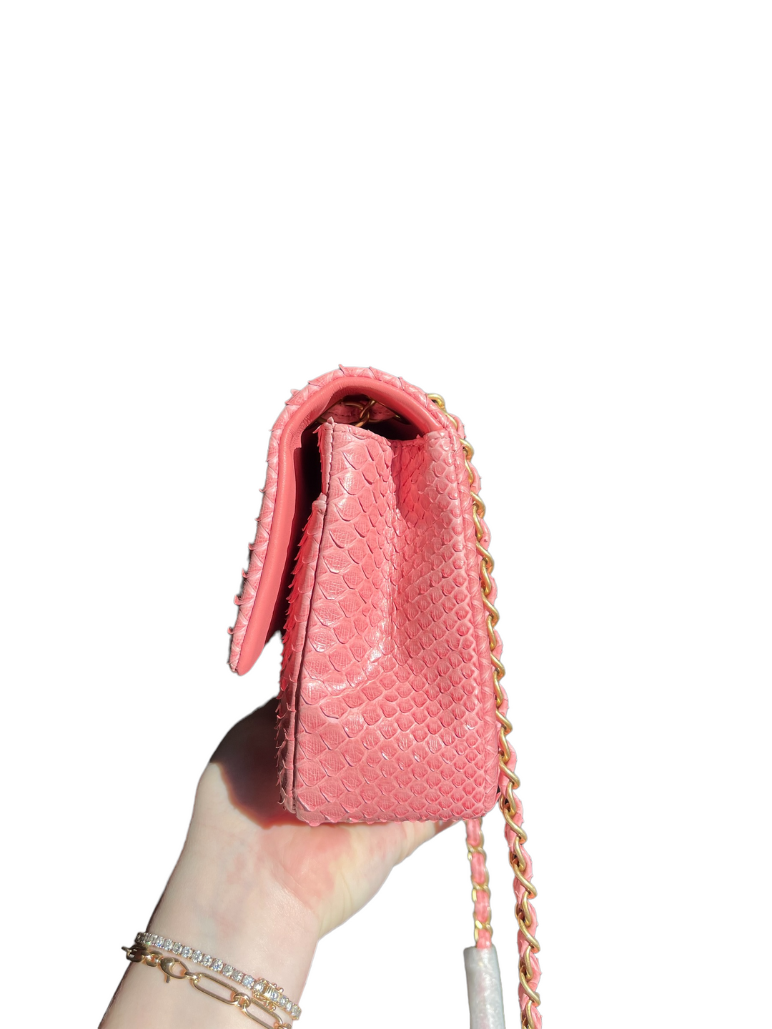 Chanel Pink Python Valentines Limited Edition Medium Flap Bag