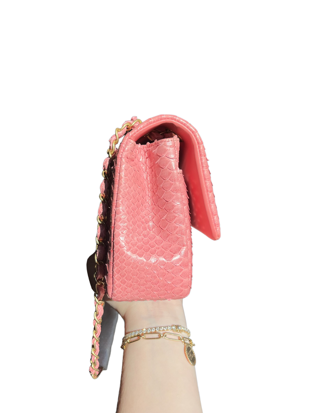 Chanel Pink Python Valentines Limited Edition Medium Flap Bag