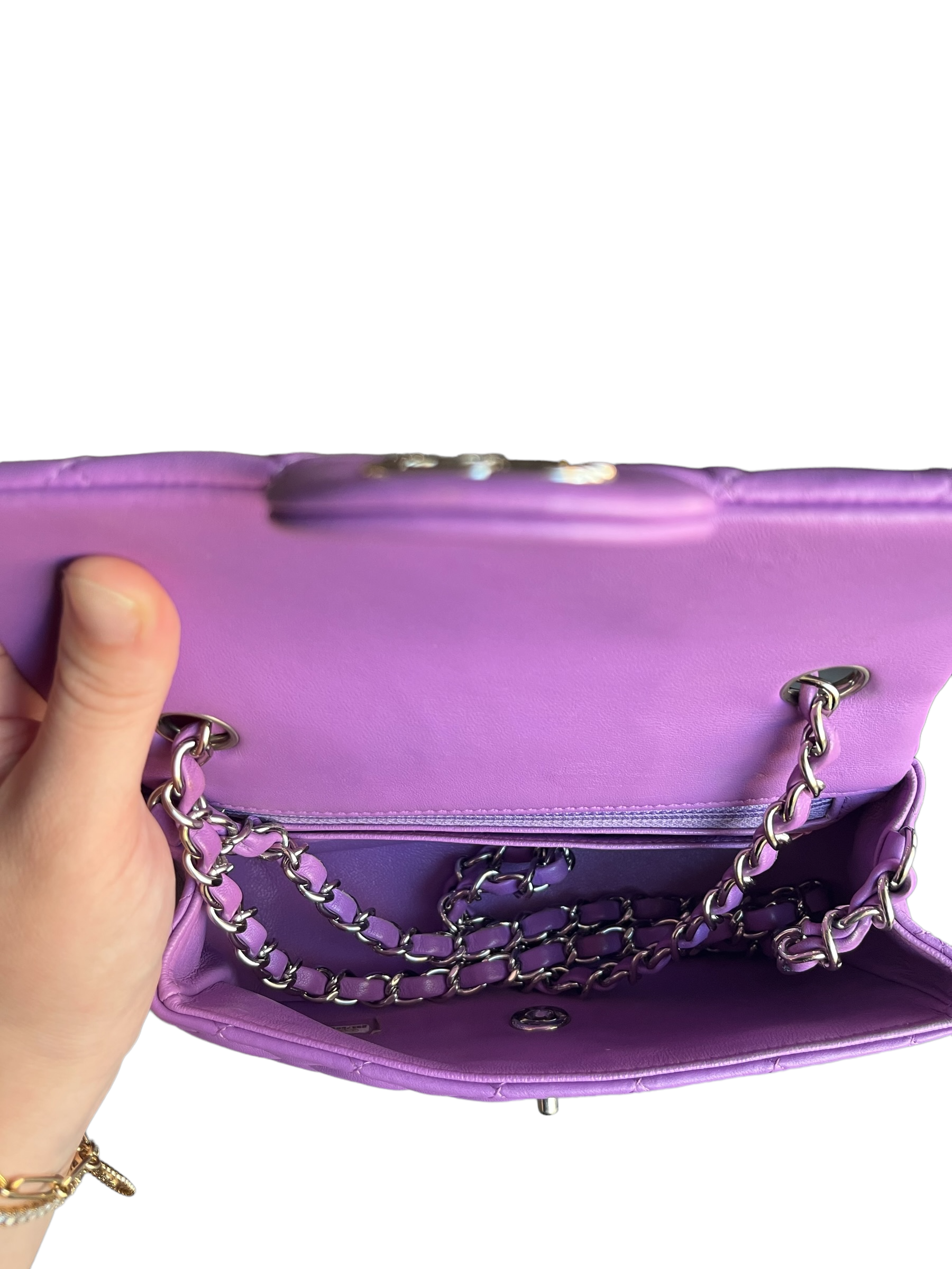 Chanel Light Purple Lambskin Mini Rectangular Flap Bag