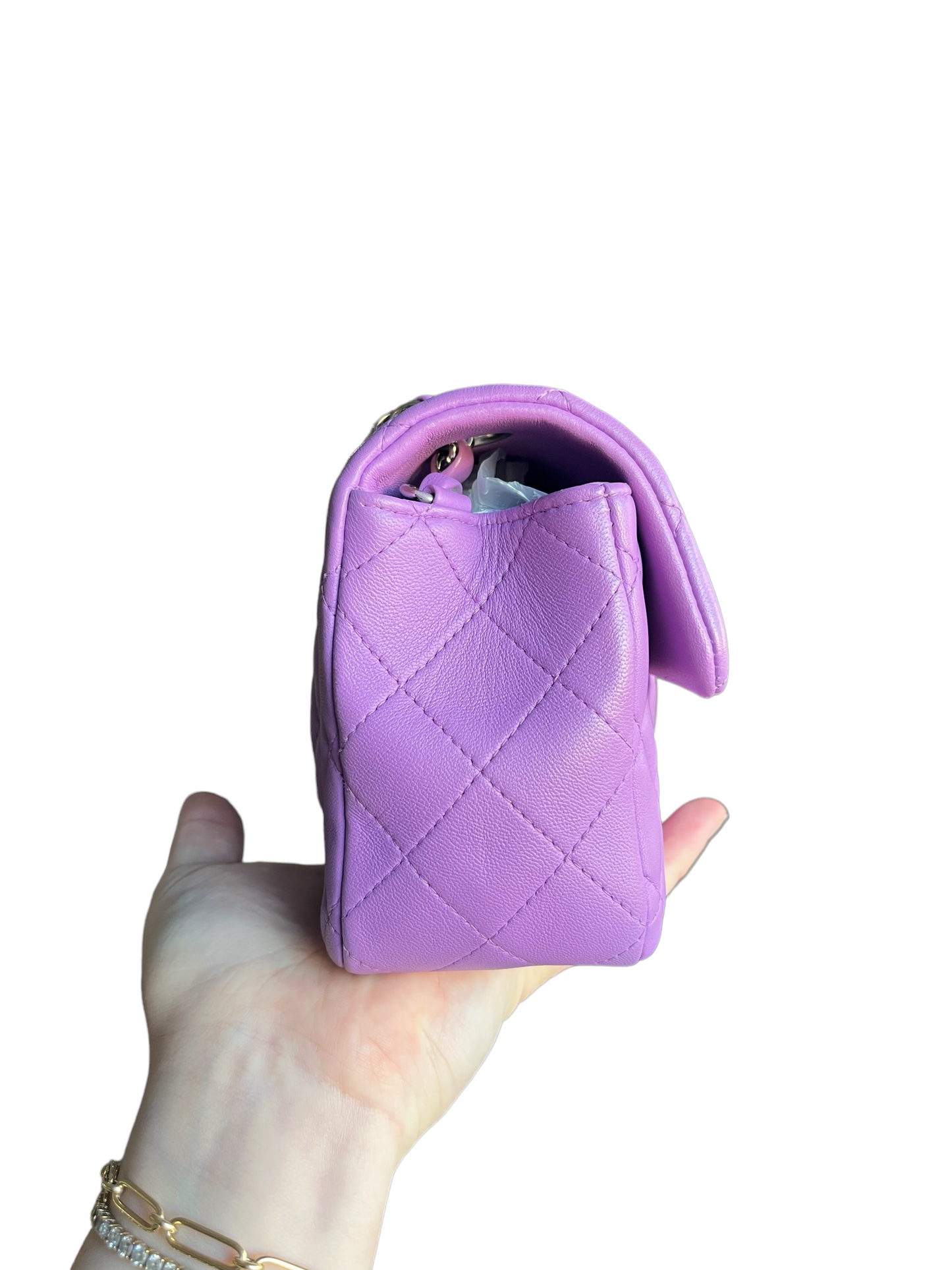 Chanel Light Purple Lambskin Mini Rectangular Flap Bag