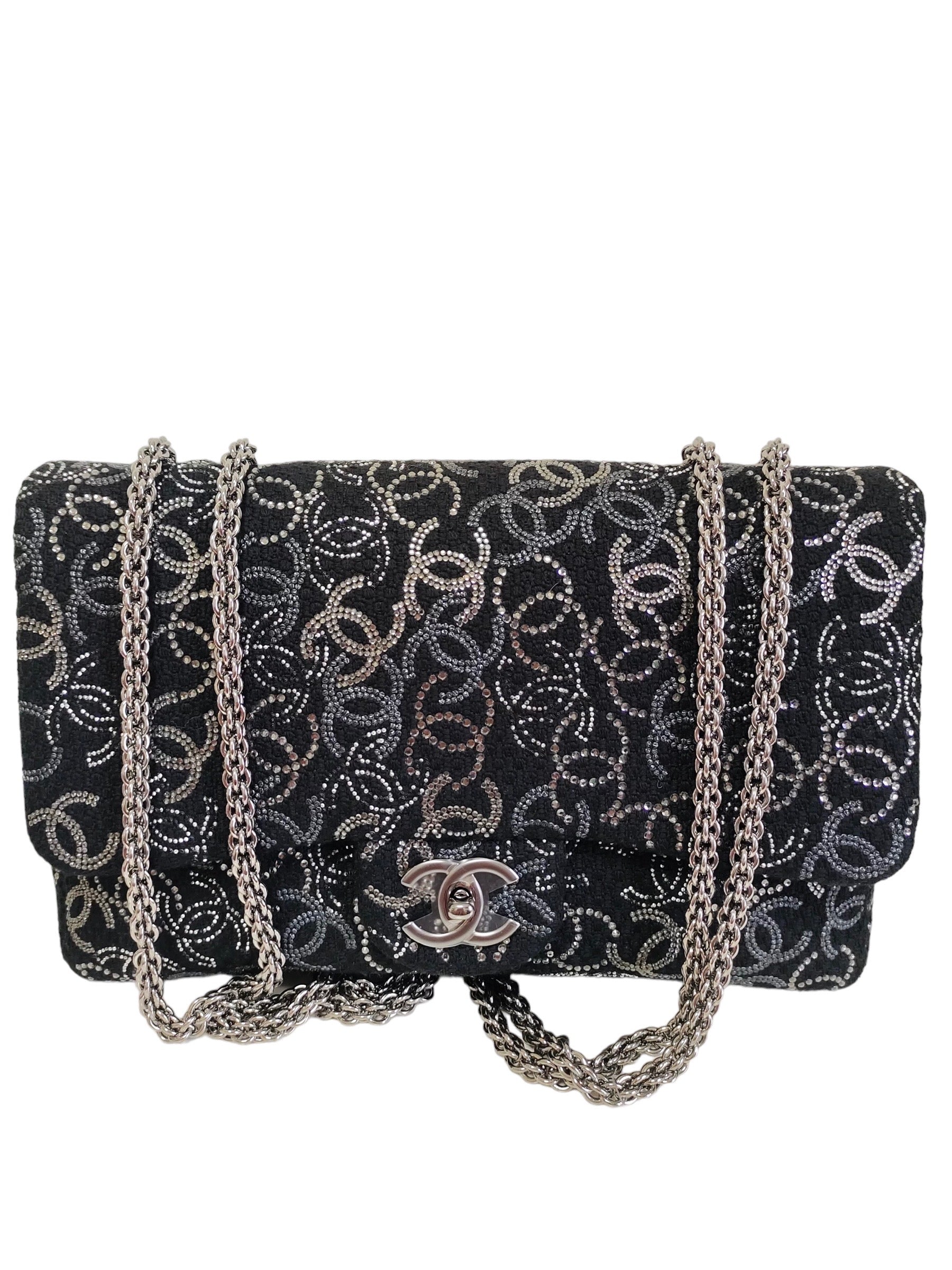 Chanel Tweed Jumbo Swarovski Crystal Flap Bag – Its A Luv Story