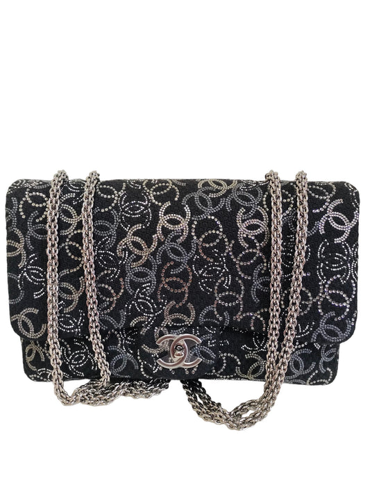 Chanel Tweed Jumbo Swarovski Crystal Flap Bag