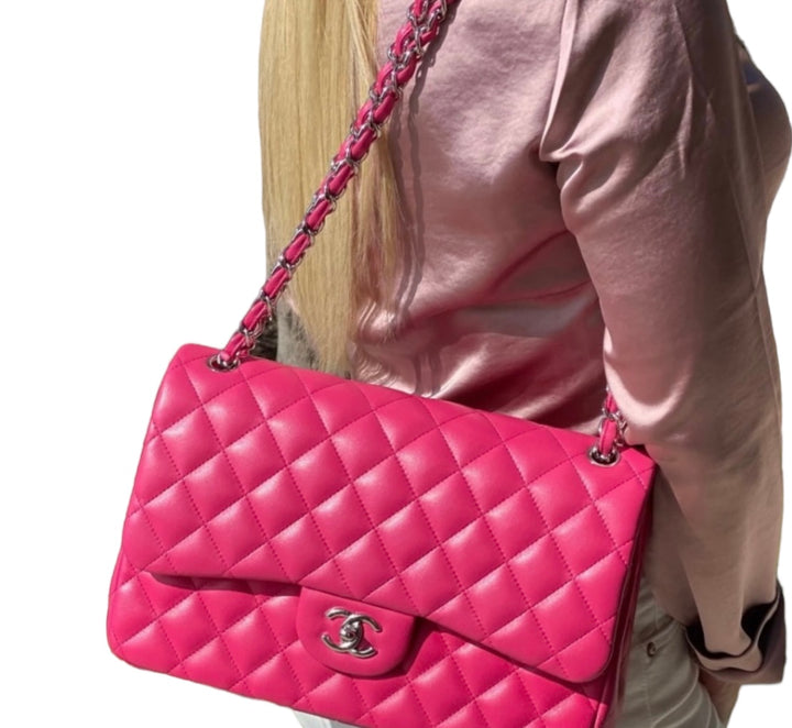 Chanel Pink Jumbo Lambskin Double Flap Bag