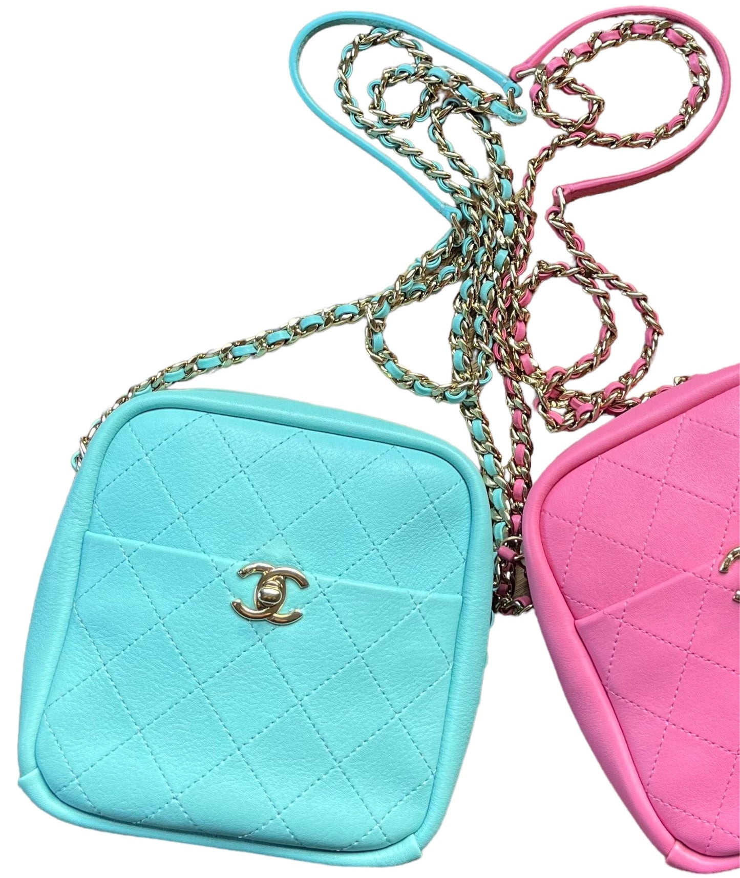 Chanel Tiffany Blue Casual Trip Quilted Lambskin Camera Crossbody