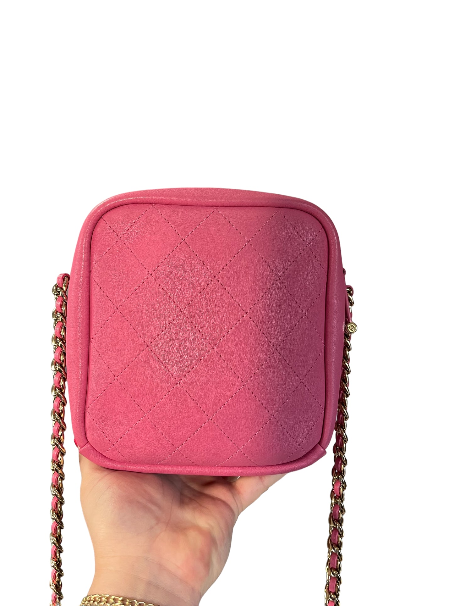 Chanel Pink Casual Trip Quilted Lambskin Camera Crossbody