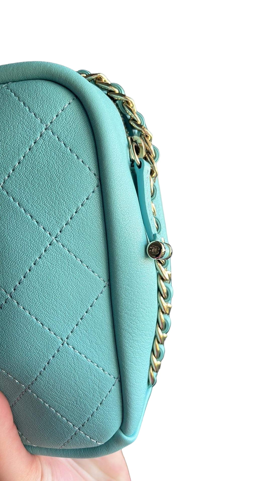 Chanel Tiffany Blue Casual Trip Quilted Lambskin Camera Crossbody