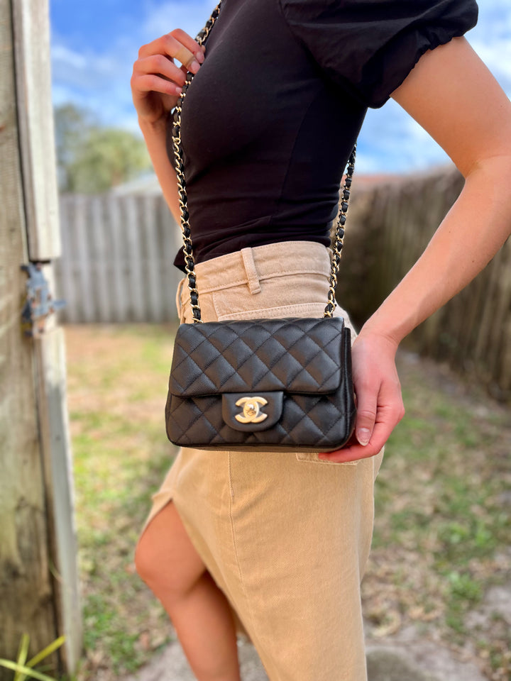 Chanel Black Mini Square Caviar Flap Bag
