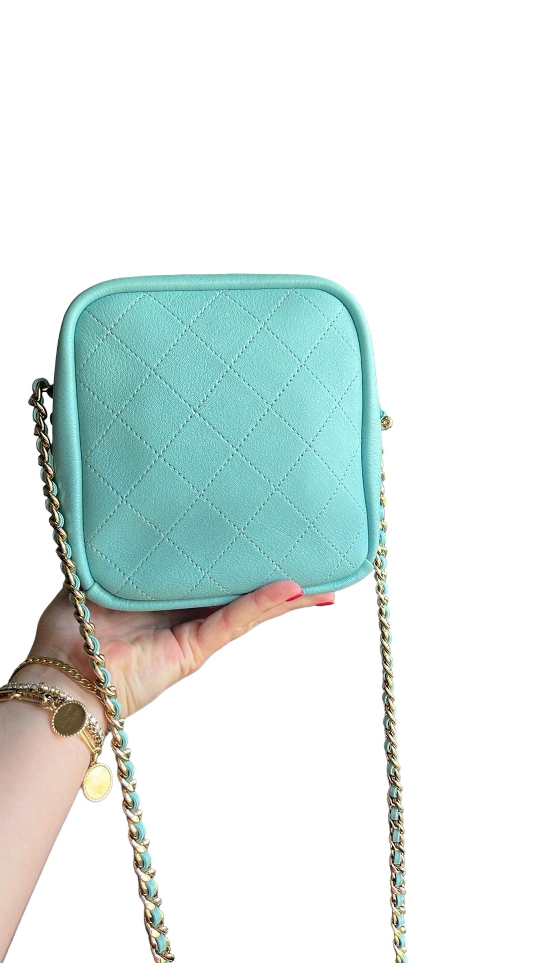 Chanel Tiffany Blue Casual Trip Quilted Lambskin Camera Crossbody