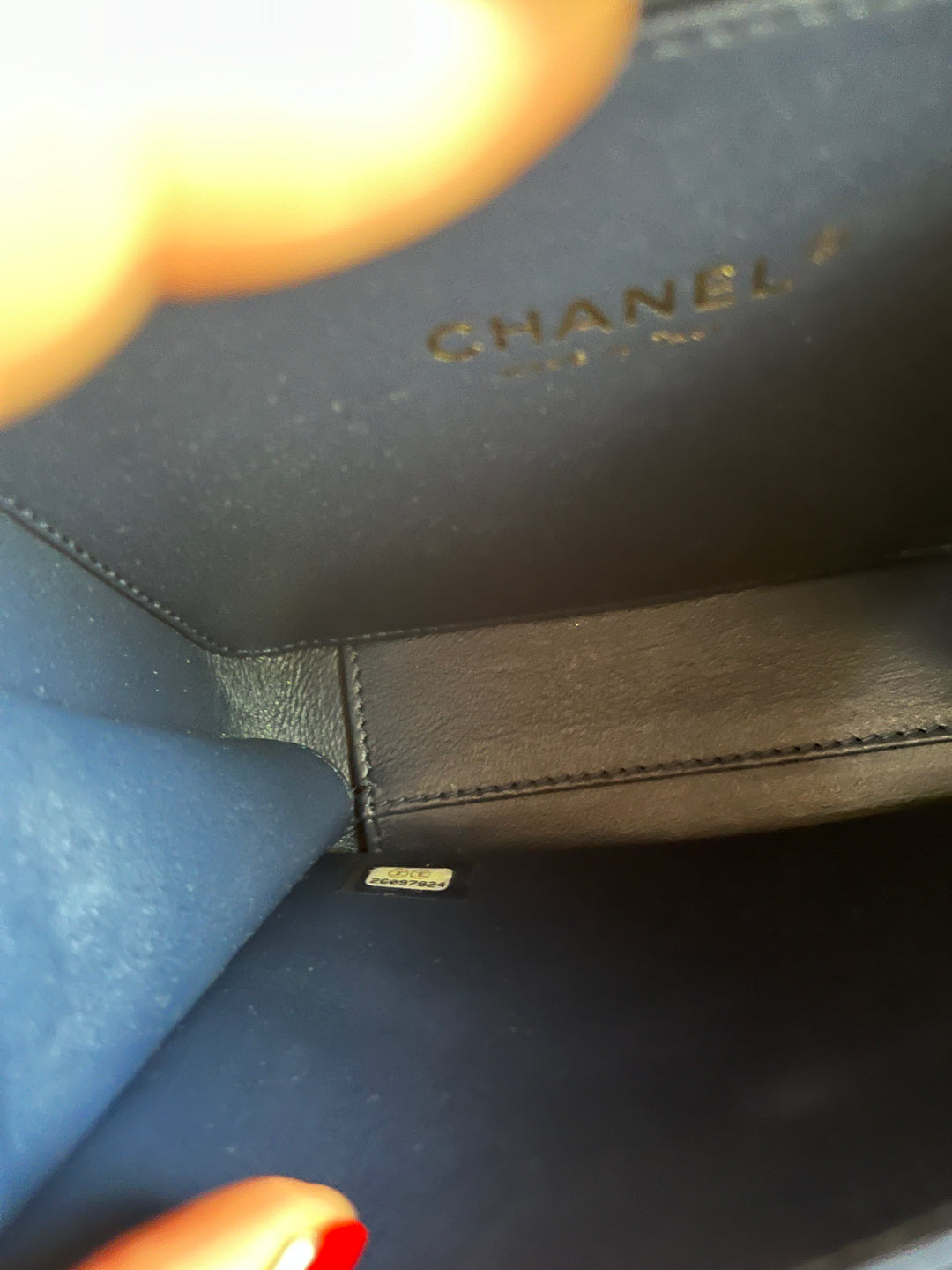 Chanel Small Tweed Snakeskin Quilted CC Filigree Vanity Case Navy Multicolor