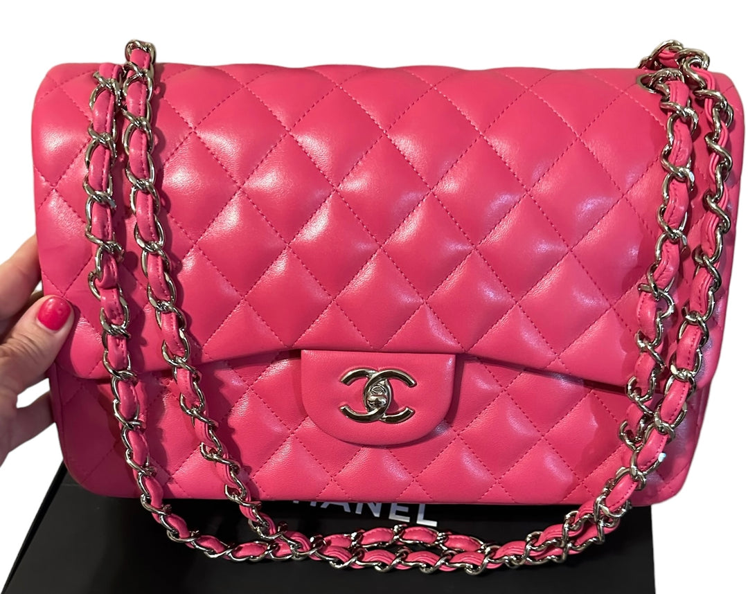 Chanel Pink Jumbo Lambskin Double Flap Bag